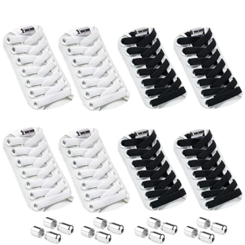 Rainway 4 Paar elastische Schnürsenkel schwarz + 4 Metallspangen, verbreitert, ohne binden, Hände frei lassen, für Kinder und Erwachsene, gummischnürsenkel ohne binden, schnürsenkel weiß Rainway 4 Paar elastische Schnürsenkel schwarz + 4 Metallspangen, verbreitert, ohne binden, Hände frei lassen, für Kinder und Erwachsene, gummischnürsenkel ohne binden, schnürsenkel weiß von Rainway