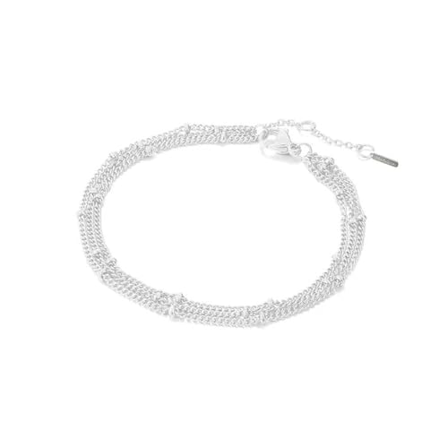 Rainway Armband Damen Silber Armbänder 18k, Armbänder-3 Layered Link, Ketten Charm Armband, Armkette Verstellbare Stapelbare Kettenarmband, Seil Kettenarmband Galvanisieren Von Titanstahl Für Frauen von Rainway