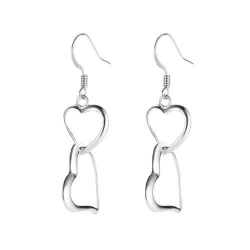 Rainway Silberne Doppelherzanhänger-Ohrhänger, Earrings für Damen Mädchen, Boho Ohrringe Hängend Hypoallergen Schlicht Einzigartig für Alltag Geburtstag Feiertage Rainway Silberne Doppelherzanhänger-Ohrhänger, Earrings für Damen Mädchen, Boho Ohrringe Hängend Hypoallergen Schlicht Einzigartig für Alltag Geburtstag Feiertage von Rainway