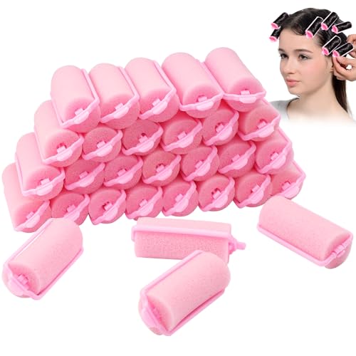 30 Stück Schwamm Lockenwickler, Schaumstoff Lockenwickler 25mm, Haarrollen Schaumstoffschwamm Haarwickler Kein Schaden für Das Haar, Schlaf Lockenwickler für Frauen und Kinder DIY Haarstyling von Rairsky