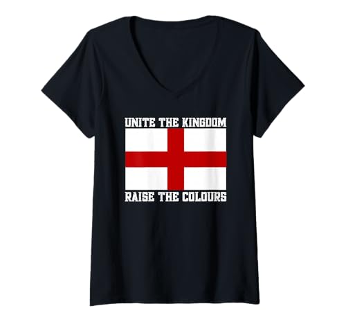 Damen Vereinigtes Königreich St George Cross T-Shirt mit V-Ausschnitt Damen Vereinigtes Königreich St George Cross T-Shirt mit V-Ausschnitt von Raise The Colours Patriotic Flag Men Women