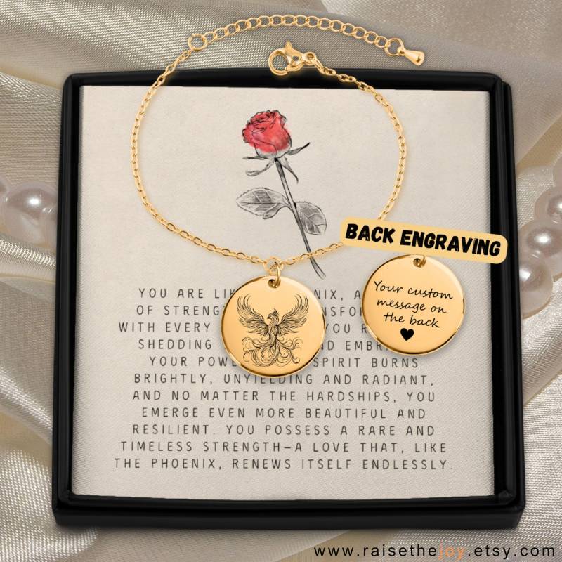 Personalisierte Phoenix Armband Geschenk Für Frau Rising From Ashes Firebird Geburtstagsgeschenk Mutter Jahrestag Geschenkidee Mit Name von RaisetheJoy