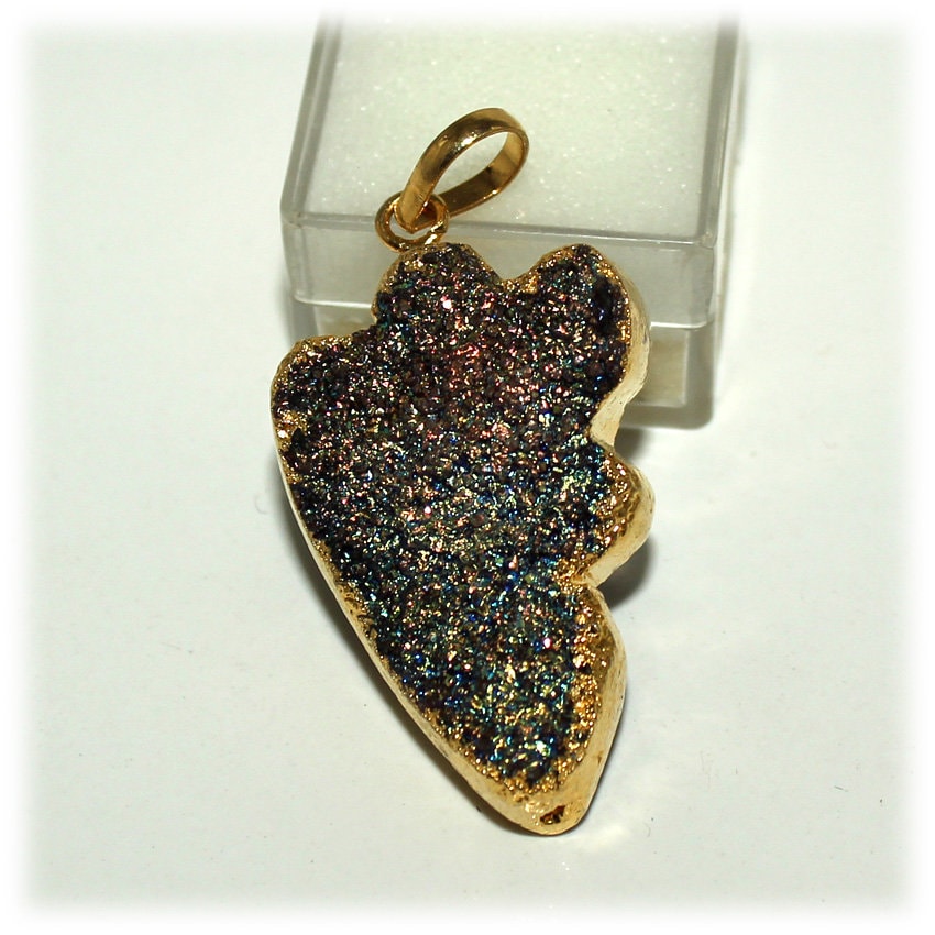57.70 Cts100% Anhänger Solar Quarz Druzy Edelstein 925 Gold Overlay Size 2.0" Inc 57.70 Cts100% Anhänger Solar Quarz Druzy Edelstein 925 Gold Overlay Size 2.0" Inc von Raisgemstone