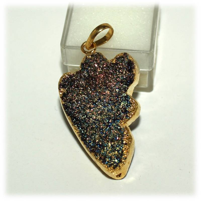 57.70 Cts100% Anhänger Solar Quarz Druzy Edelstein 925 Gold Overlay Size 2.0" Inc 57.70 Cts100% Anhänger Solar Quarz Druzy Edelstein 925 Gold Overlay Size 2.0" Inc von Raisgemstone