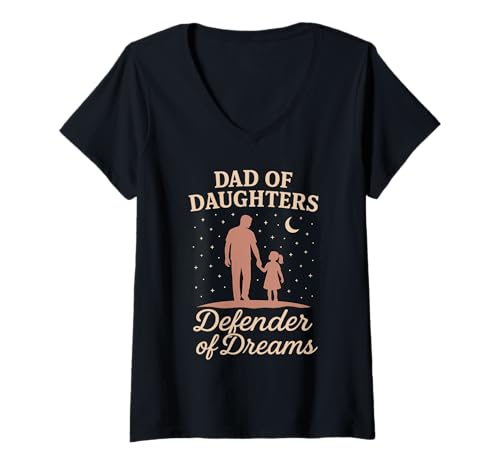 Damen Mädchen Papa Stolzer Vater der Töchter Papa Tochter Matching T-Shirt mit V-Ausschnitt von Raising Strong Daughters Father’s Day Girl Dad
