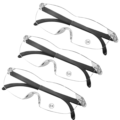 RaitWahl Vergrößerungsbrille mit 3 Vergrößerungsstufen (300%, 500%, 800%), gegen blaues Licht, zum Basteln, Nähen, Lesen und Aufgaben, leicht und kratzfest von RaitWahl