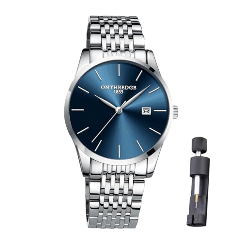 Raitown Herren Armbanduhr Edelstahl Wasserdicht Klassische Großes Zifferblatt Minimalistischer Uhr Man Analog Quarz Männer Uhren Blau von Raitown