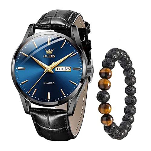 Raitown Herren Armbanduhr Leder Band Wasserdicht Uhr Man Analog Quarz Ultraleicht Männer Uhren Optionales Schwarz Blau Weiß Zifferblatt von Raitown