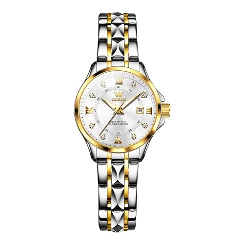 Raitown Uhren Damen Edelstahl Wasserdicht Diamant Analog Quarz Uhr Stylisch Lässig Silber Schwarz Gold Blau Kleines Zifferblatt Damenuhr Geschenk für Damen von Raitown