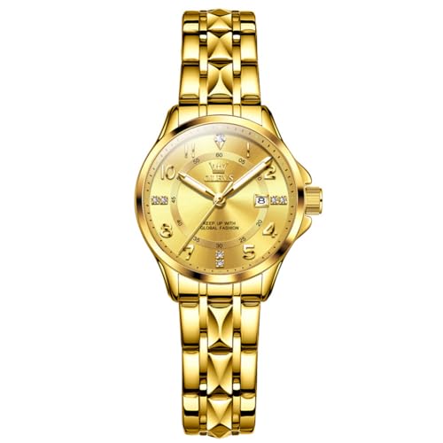 Raitown Uhren Damen Edelstahl Wasserdicht Diamant Analog Quarz Uhr Stylisch Lässig Silber Schwarz Gold Kleines Zifferblatt Damenuhr von Raitown