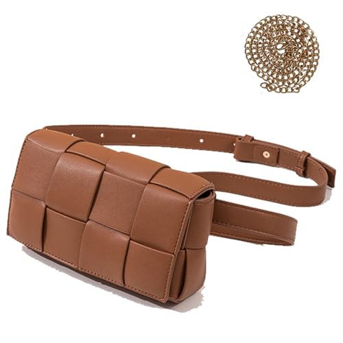 Gewebte Mini-Geldbörse, Umhängetasche, Gürteltasche mit verstellbarem Gürtel, Bauchtasche, Geldbörse, Schulterhandtaschen, Braun, Gewebte Mini-Geldbörse von Raiuyow