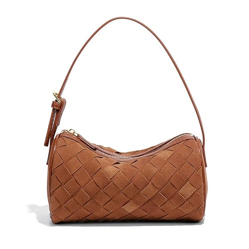 Gewebte Mini-Ledertasche, kleine gewebte Handtasche, kleine Clutch, Mini-Ledertaschen mit Tragegriff oben für Damen, Abendtasche, Braun von Raiuyow
