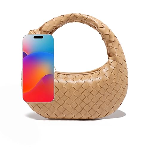 Modische kleine Handtasche mit Tragegriff oben, gewebte Handtaschen für Damen, gewebte Geldbörse, Tragetasche, Hobo-Taschen, aprikose von Raiuyow