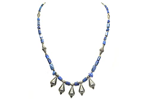 Rajasthan Gems Damen Halskette 925 Sterling Silber Blau Lapislazuli Stein P 402, Sterling Silber, Lapislazuli von Rajasthan Gems