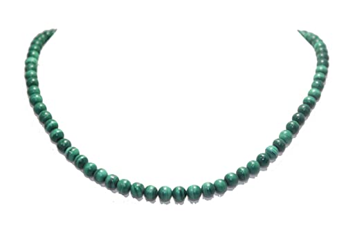 Rajasthan Gems Halskette mit Strang für Damen, Perlenschmuck, grüner Malachit, Edelsteinperle, B134, Edelstein, Malachit von Rajasthan Gems