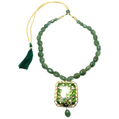 Rajasthan Gems Meena Hochzeits-Halskette mit Perlen, Wachs, modisch, Emaille, natürlich, grün, Erdbeerquarz, Edelstein-Perlen, Halsketten, traditionell, handgefertigt, k944 Rajasthan Gems Meena Hochzeits-Halskette mit Perlen, Wachs, modisch, Emaille, natürlich, grün, Erdbeerquarz, Edelstein-Perlen, Halsketten, traditionell, handgefertigt, k944 von Rajasthan Gems