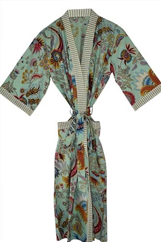 RAJBHOOMI HANDICRAFTS Damen-Kimono-Robe aus Baumwolle – stilvolle Kleider, Jacken Morgenmantel Herren- und Damen-Stranddecke Kimono in Übergröße von RAJBHOOMI HANDICRAFTS