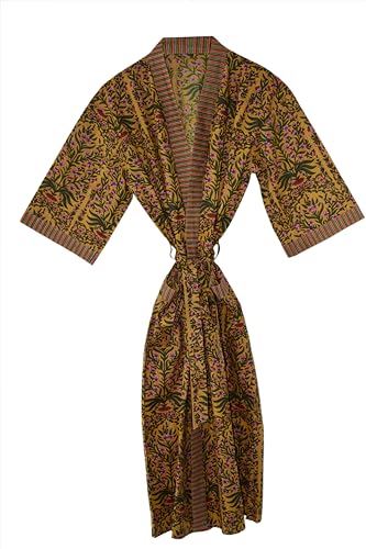RAJBHOOMI HANDICRAFTS Damen-Kimono-Robe aus Baumwolle – stilvolle Kleider, Jacken Morgenmantel Herren- und Damen-Stranddecke Kimono in Übergröße von RAJBHOOMI HANDICRAFTS