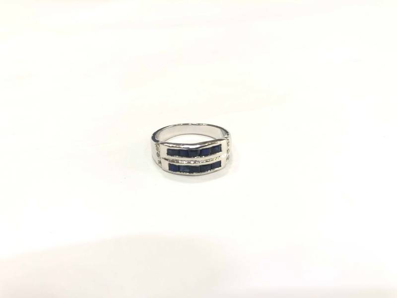 Silber 92, 5 Ring Mit Natürlichen Blauen Saphir Und Daimond von Rajkumarijewels