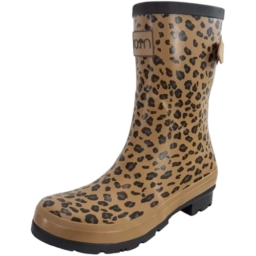 Rajn Damen Gummistiefel Leopard Beige Synthetik, Größe:41, Farbauswahl:braun-Kombi von Rajn
