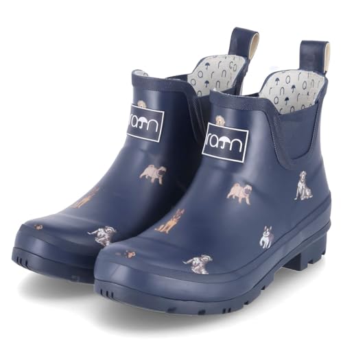 Rajn Dog Low UZW045 Damen Gummistiefelette mit Hundemotiv, Dunkelblau (Blue), Gr. 36 von Rajn