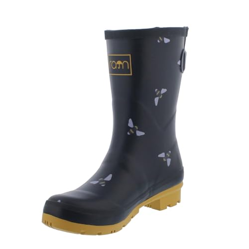 Rajn Gummistiefel, Bee Mid-Boot, Black, Naturkautschuk UZW051, Größe 37 von Rajn