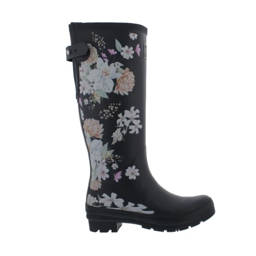 Rajn Gummistiefel, Blossom High-Boot, Black Multi, Naturkautschuk UZW064, Größe 39 von Rajn