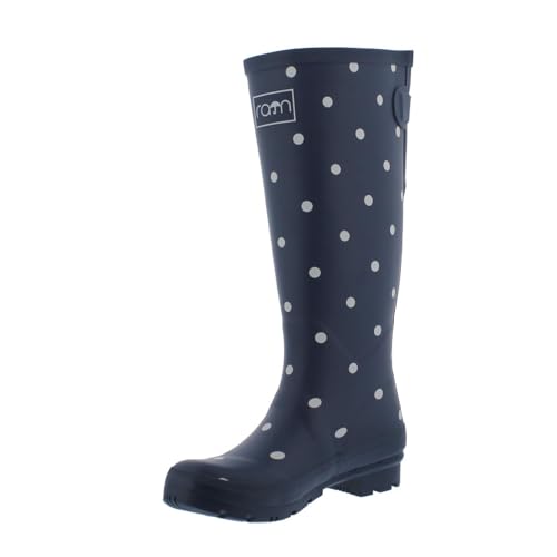 Rajn Gummistiefel, Dot High-Boot, Navy White, Naturkautschuk UZW064, Größe 37 von Rajn