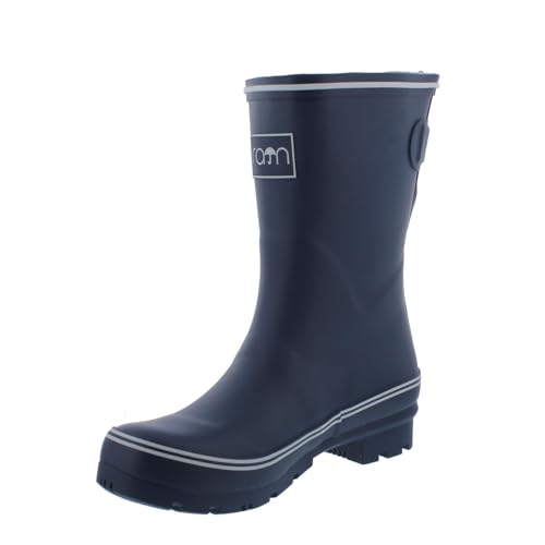 Rajn Gummistiefel, Uni Mid-Boot, Navy White, Naturkautschuk UZW047, Größe 37 von Rajn