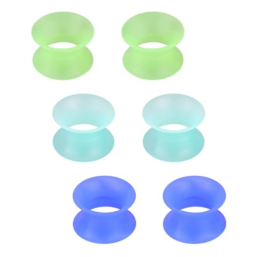 Rajnard 3 Paar Silikon Tunnel 3mm Extra Weich und Flexibel Flesh Tunnel Ohr Plug Expander Hider Piercing Schmuck für Frauen und Männer Grün Blau Cyan von Rajnard