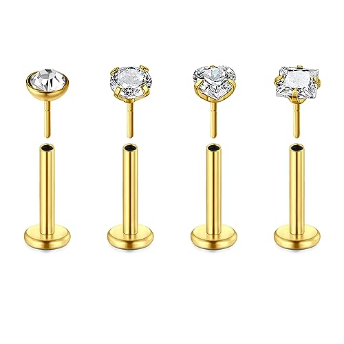 Rajnard Bauchnabelpiercing 14G 6mm Gold Bauchstangen Chirurgenstahl CZ Diamant Bauchnabelpiercing Nabelstange Bauchnabelring Piercingschmuck für Frauen Männer von Rajnard