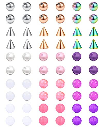 Rajnard Piercing Kugeln 14G 5mm Ersatzkugeln für Bauchnabelpiercing Nippel Zungenpiercing Industrial Septum Piercing Schmuck Damen Herren 60 Stück Mix Farben Set 1 von Rajnard
