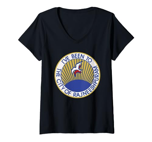 Damen Air Rajneesh | Bhagwan Osho Shree Rajneesh T-Shirt mit V-Ausschnitt von RajneeshPuram Peace Force Tee