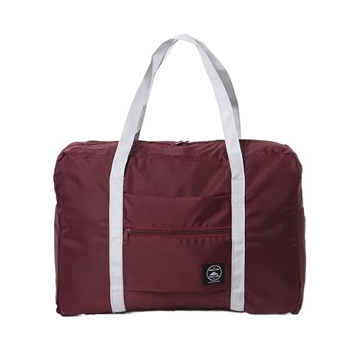 RajoNN RajoNN 2022 Neue Faltbare Nylon-Reisetaschen, Unisex, große Kapazität, Gepäck, Damen, wasserdichte Handtaschen, Herren, Reisetaschen, Sporttaschen (Farbe: Burgund) von RajoNN