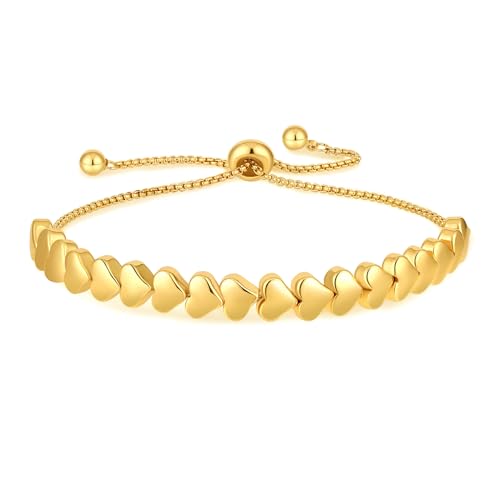 Rajputana 925 Sterling Silber Armband Für Frauen Gold Heart Charm Armband Tiny Love Heart Adjustable Gold Armband Für Mädchen Tochter Mutter von Rajputana