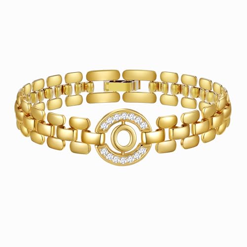 Rajputana Initialen-Armband - 14 Karat Vergoldetes Buchstaben-Armband für Frauen, Dickes Armreif aus Gold mit Alphabet-Schmuck, Initiale O Charm-Kette von Rajputana