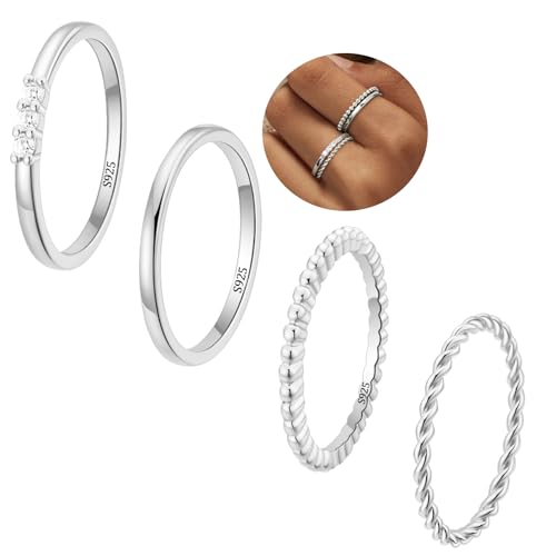 Rajputana S925 Sterling Silber Ringe für Frauen Nicht Anlaufen, zierliche stapelbare Daumen Ringes für Frauen, Silber Band wasserdichte,Größe 57 Rajputana S925 Sterling Silber Ringe für Frauen Nicht Anlaufen, zierliche stapelbare Daumen Ringes für Frauen, Silber Band wasserdichte,Größe 57 von Rajputana