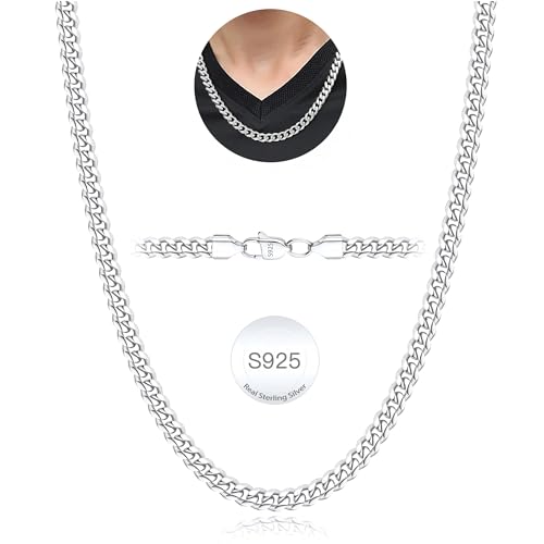 Rajputana Silber Kette Halskette für Männer 5mm Silber Kubanische Verbindung Ketten für Herren Junge Silber Männer Kette Halsketten Robuste Kandare Chains Schmuck Geschenke 20 Zoll von Rajputana