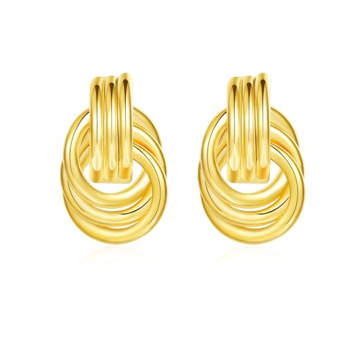 Rajputana 18K Echtgold Chunky Ohrringe für Frauen - Goldene Statement-Flügel Ohrstecker, Tropfen Baumeln Vintage Design für Damen von Rajputana