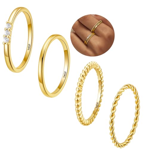 Rajputana14k Gold gefüllt überzogene Gold Ringe für Frauen Nicht Anlaufen, zierliche stapelbare Daumen Ringe für Frauen, Band wasserdichte, Größe 54 von Rajputana