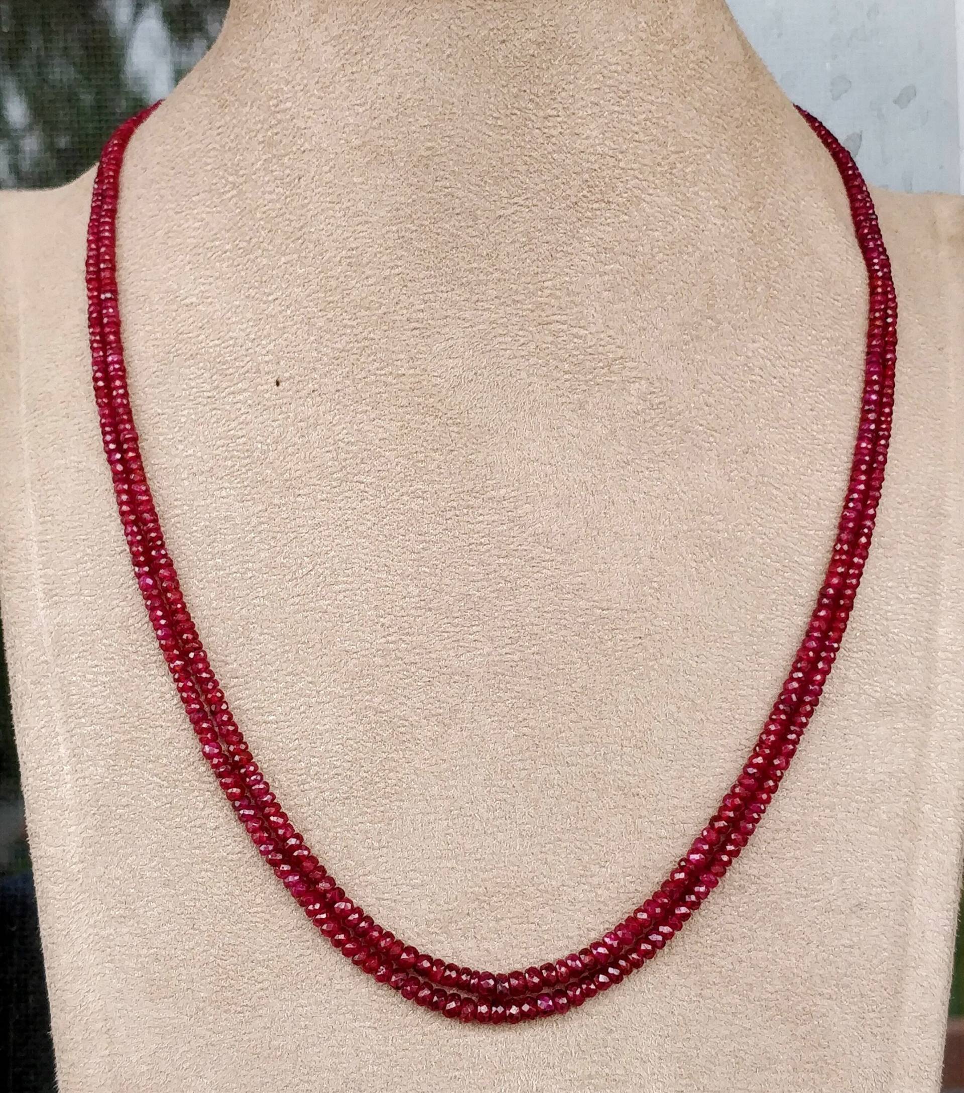 Natürliche Und Echte Rubin-Edelsteine, 3 Mm Facettierte Rondelle-Perlen, Handgefertigte Halskette Mit Longido-Rubin-Facetten-Rondell-Perlen Natürliche Und Echte Rubin-Edelsteine, 3 Mm Facettierte Rondelle-Perlen, Handgefertigte Halskette Mit Longido-Rubin-Facetten-Rondell-Perlen von RajwadaGems
