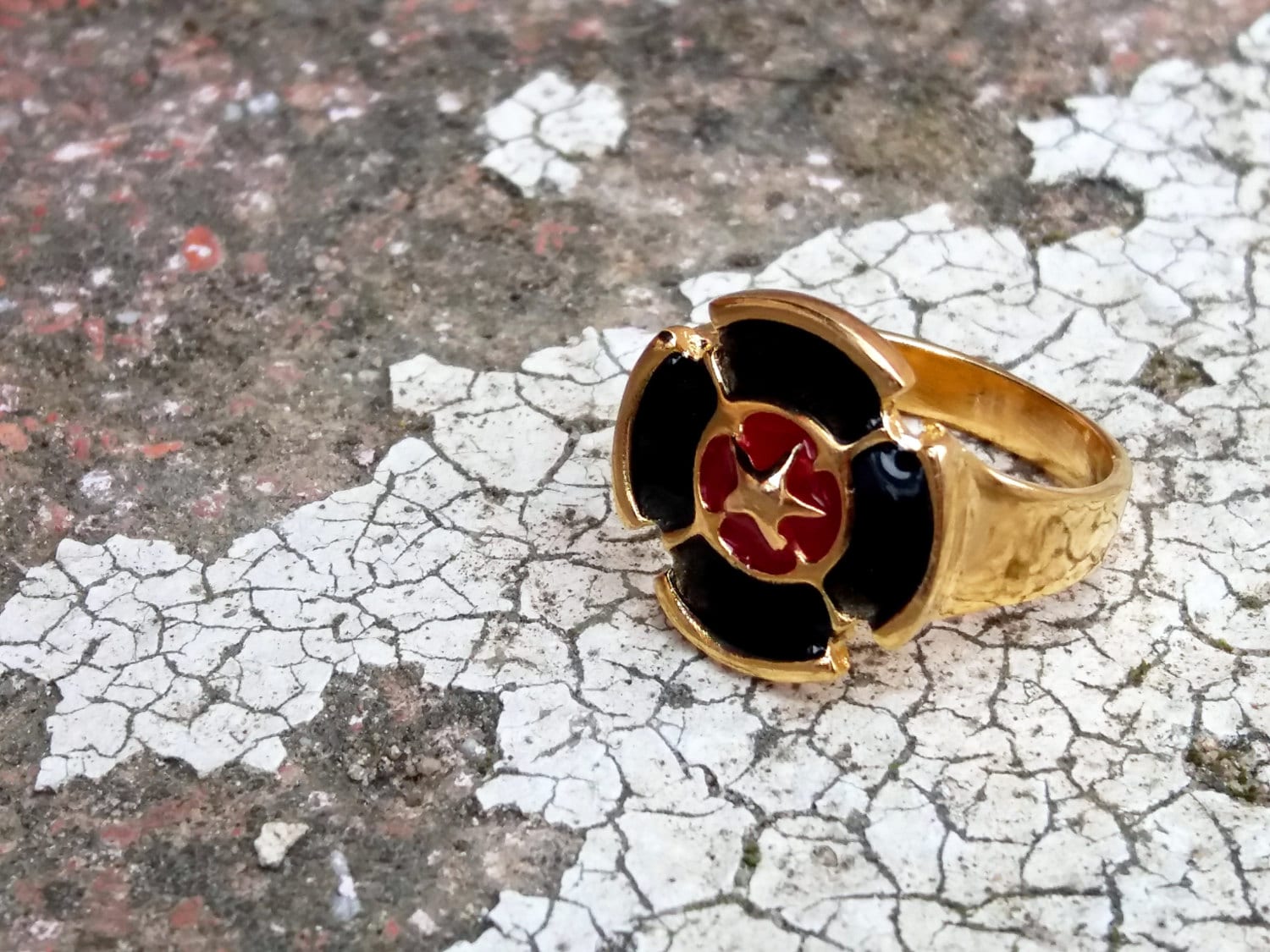 Auf Bestellung, Heli Gold Signet Ring, Hubschrauber Emaille Urban Design, Ring Auf Bestellung, Heli Gold Signet Ring, Hubschrauber Emaille Urban Design, Ring von RakefetMorAnalog