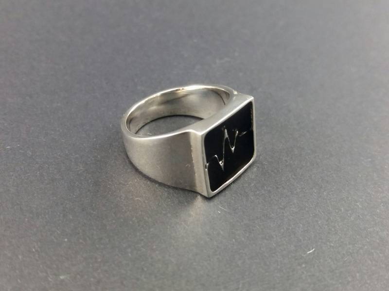 Auf Bestellung, Silberimpuls Signet Ring, Emaille Silber Urban Gold Pinky Ring Auf Bestellung, Silberimpuls Signet Ring, Emaille Silber Urban Gold Pinky Ring von RakefetMorAnalog