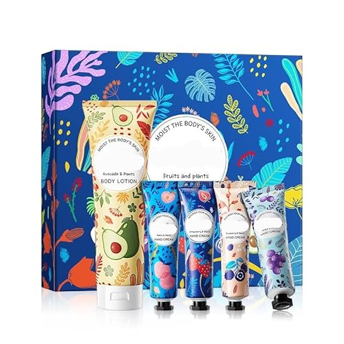 Geschenkset Weihnachten,Hand Cream für Trockene Hände,Feuchtigkeitscreme HandcremeFrauen und Männer,Weihnachtliches HandcremeGeschenkset,Feuchtigkeitsspendend Handcreme,5PC von Rakiuty