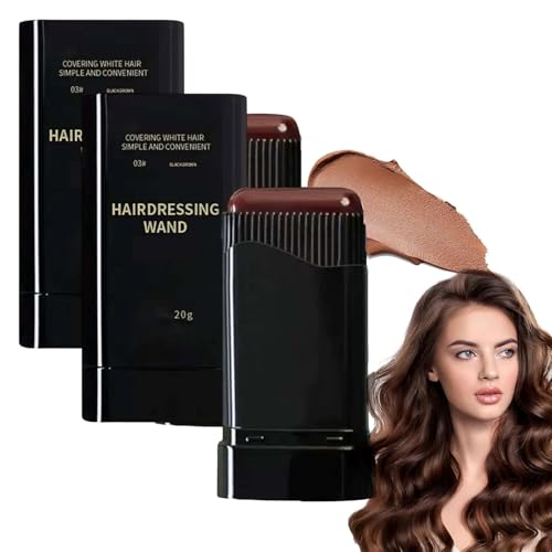Haarfärbekamm,2-in-1 Instant Haarfärbestift mit Kamm,Temporärer Haarfärbestiftbürste,Wasserfester und Schweißfester Haarfärbestift,Werkzeug Zur Grauhaarabdeckung für Damen Herren,2 Stück (Dunkelbraun) von Rakiuty