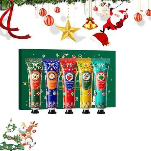 Hand Cream für Trockene Hände,Feuchtigkeitscreme HandcremeFrauen und Männer,FeuchtigkeitsspendendHandcreme,Handcreme Weihnachten Set,Weihnachts Handcreme Geschenkset,5PC von Rakiuty