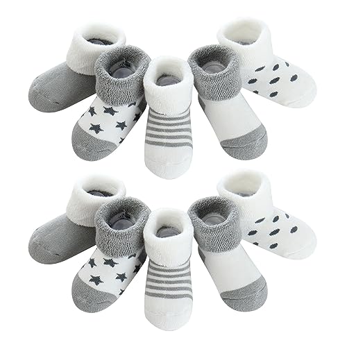 Rakiuty Baby Socken Baumwolle,Wintersocken Baby,Dicke Stoppersocken Kinder,Baby Socken Frottee,Baby Mädchen Socken,Socken für Mädchen Jungen,5 Paar von Rakiuty