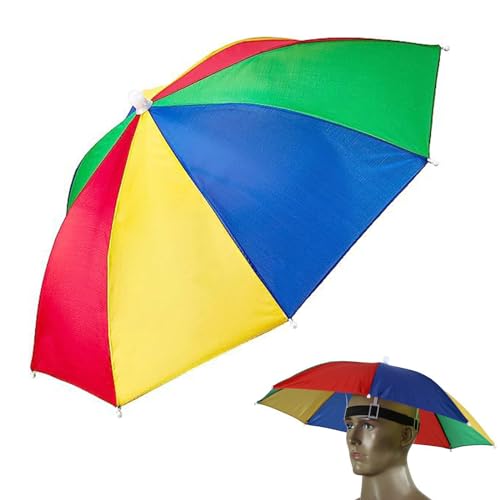Regenschirmhut,Faltbarer Sonnenschirm-Hut,Mini Regenschirm Mütze Faltbarer Sonnenschirm Hut,Regenbogen Regenschirm Hüte,perfekt für Karneval,Fasching,Festival,Strand & Outdooraktivitäten,1 Stücke (L) von Rakiuty