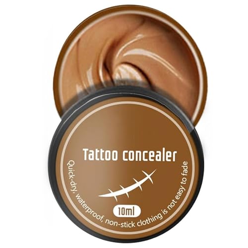 Tattoo Concealer, Tattoo Entferner, Körper-Concealer Wasserfest, Body Concealer, Professionelle Wasserdichte Make-up Concealer-Tattoo-Set, 10ml, Dunkle Farbe von Rakiuty
