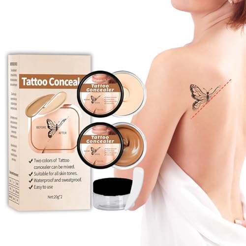 Tattoo Concealer,Tattoo Cover,Tattoo Entferner,Wasserdichter Make up Haut für Männer Frauen (Dunkle Farbe+Helle Farbe） von Rakiuty